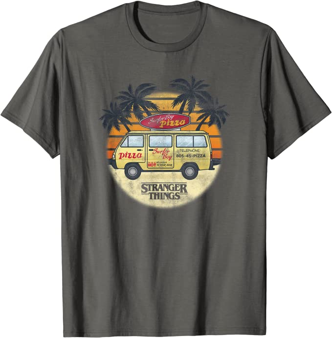 Surfer Boy Pizza Delivery Van from Stranger Things Season 4 shirt, link to purchase item