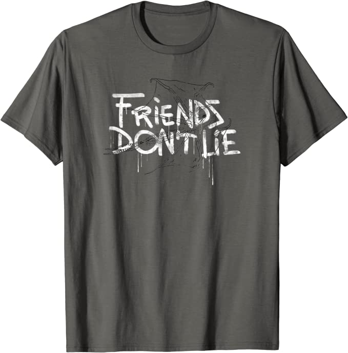 Friends Dont Lie quote from stranger things with demobat shirt, link to purchase item